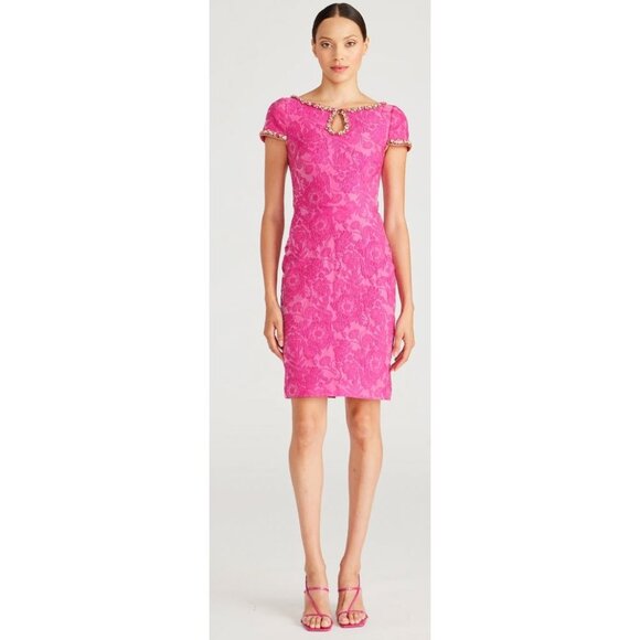 NWT Theia Thelma Keyhole Cocktail Dress Pink Sz 2 $645 [jb] - Picture 1 of 13